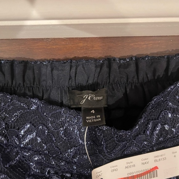 J CREW Navy Blue Floral Lace Pants NWT 4 - Picture 3 of 9